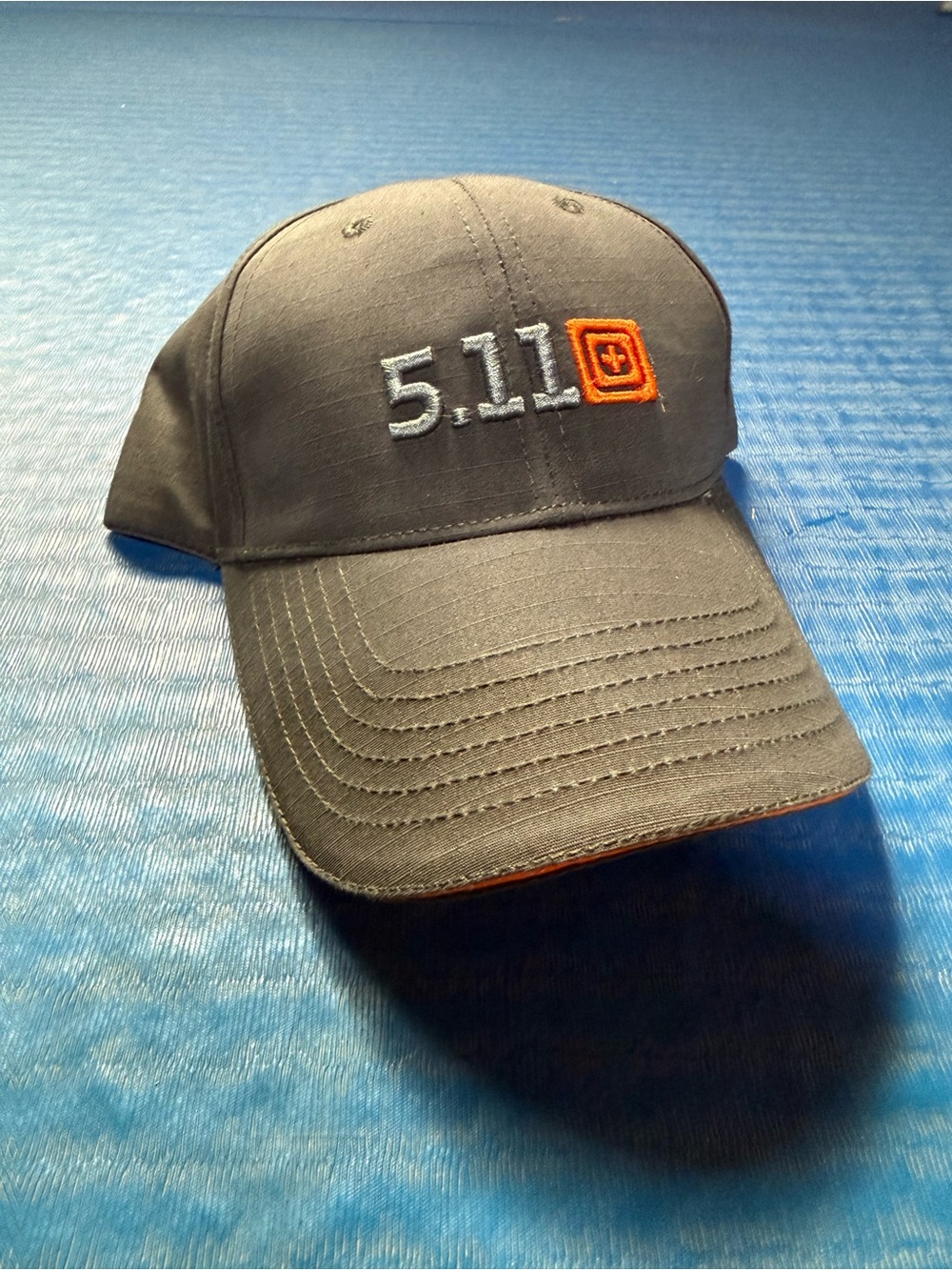 5.11 Tactical Black Hat with Gray '2013' Stitching and Orange Accent